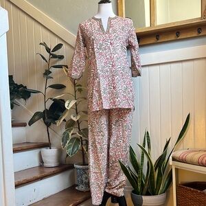 NWOT Anokhi 100% Cotton Floral Print Pajama Lounge Set
